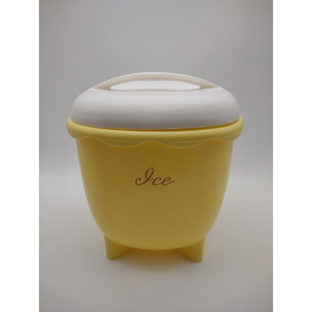 Vintage Retro Sunny Yellow White Plastic Ice Bucket Blisscraft of Hollywood USA